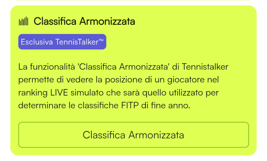 Classifica Armonizzata - esclusiva Tennistalker