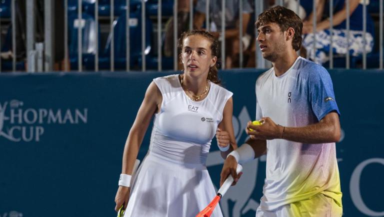 Lucia Bronzetti e Flavio Cobolli in finale alla Hopman Cup (foto Hopman Cup)
