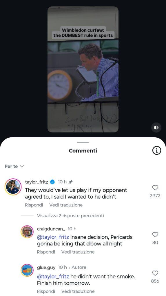 Il commento di Fritz sui social