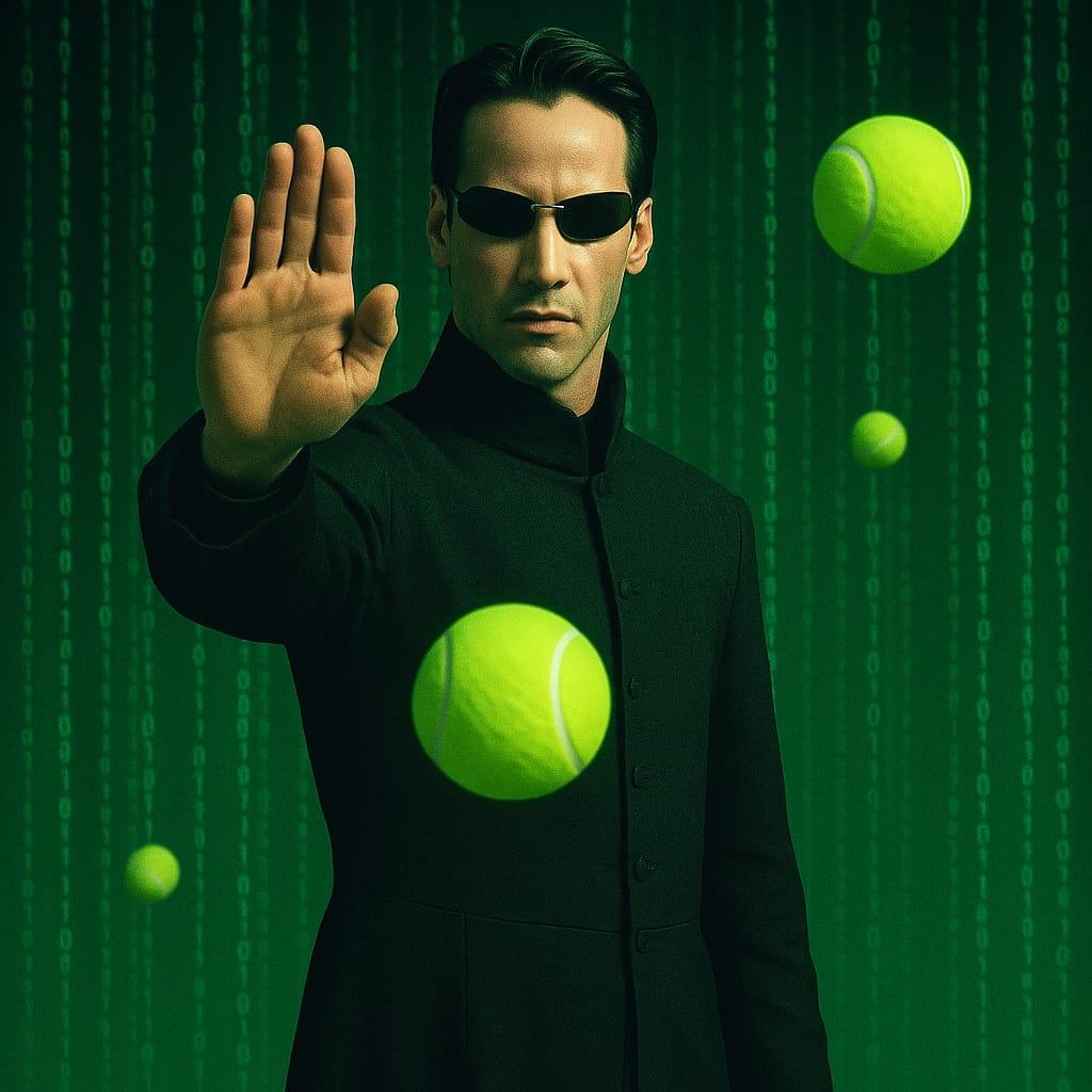 Neo di Matrix ferma delle palline da tennis