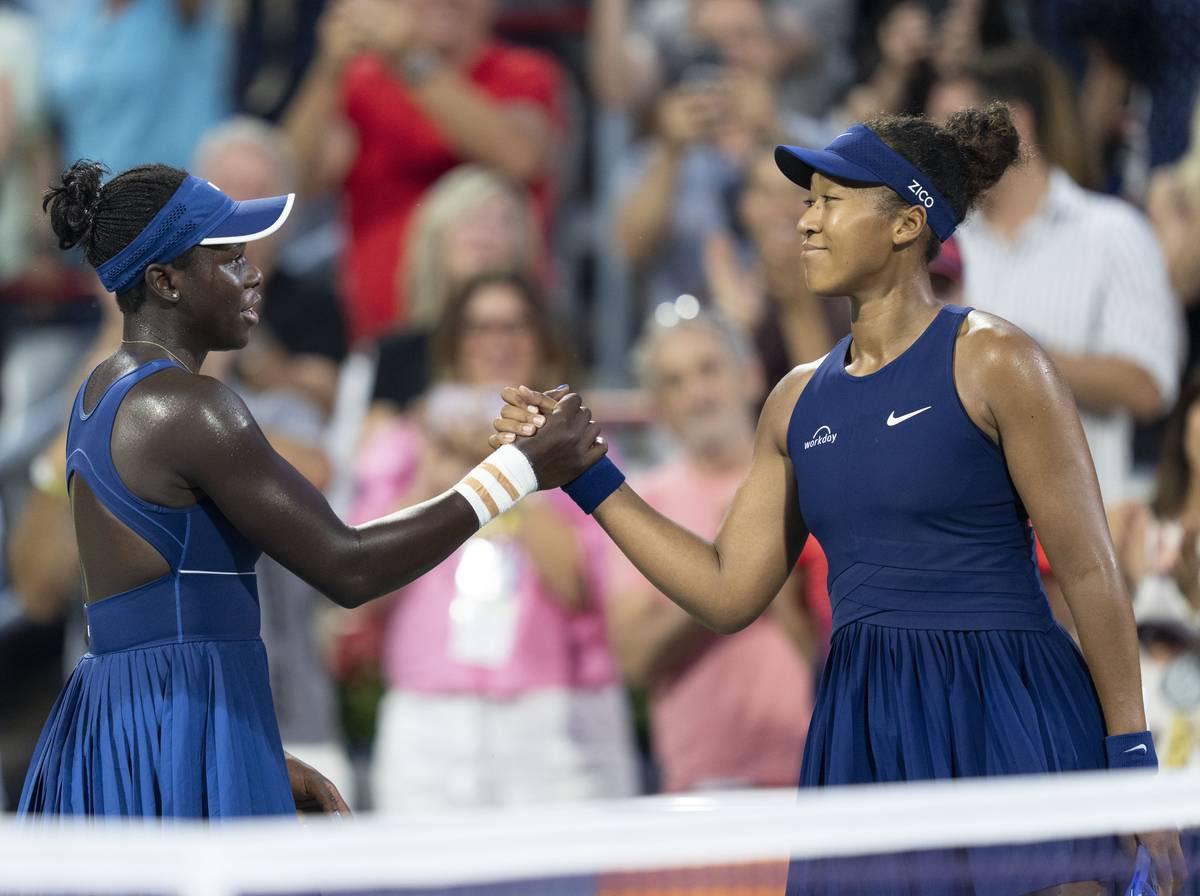 Victoria Mboko e Naomi Osaka al termine della finale di Montreal
