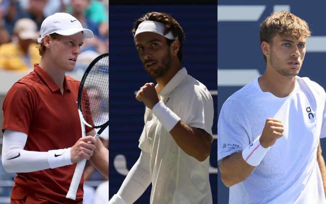 Sinner, Musetti e Cobolli allo US Open 2025 (foto presa da open)