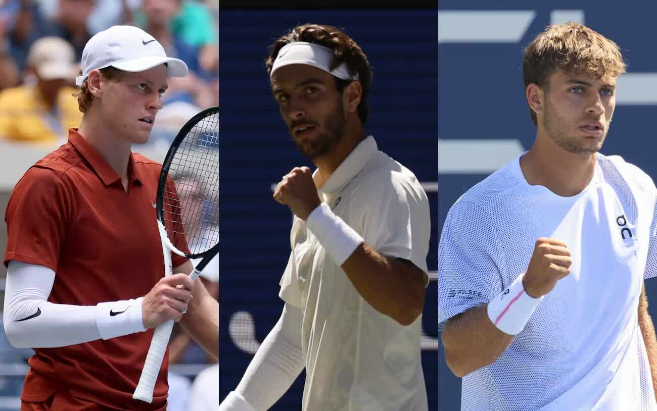 Sinner, Musetti e Cobolli allo US Open 2025 (foto presa da open)
