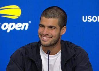 Alcaranza in conferenza stampa al termine della semifinale vinta contro Novak Djokovic
