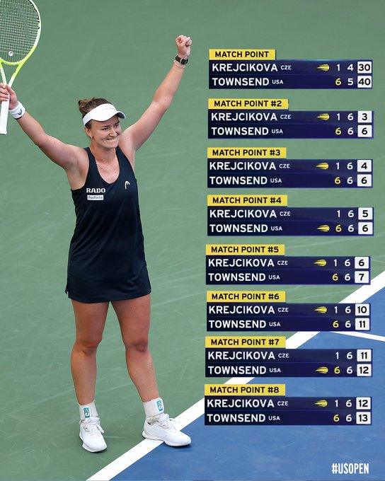 Krejcikova annulla 8 MP a Townsend US Open 2025