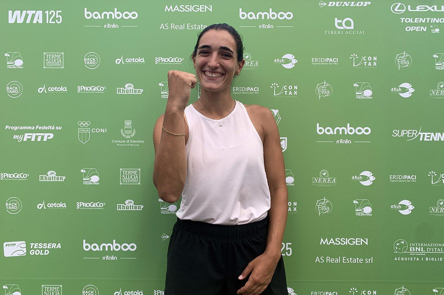 Silvia Ambrosio, italiana classe ’97 nata in Germania, ha raggiunto al Lexus Tolentino Open il suo primo quarto di finale nel circuito Wta (foto GAME)