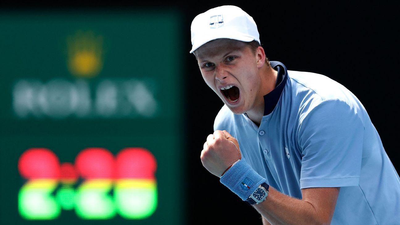 Brooksby ha superato il primo turno dell'ATP di Shanghai battendo il giapponese Trotter (foto presa da ESPN)