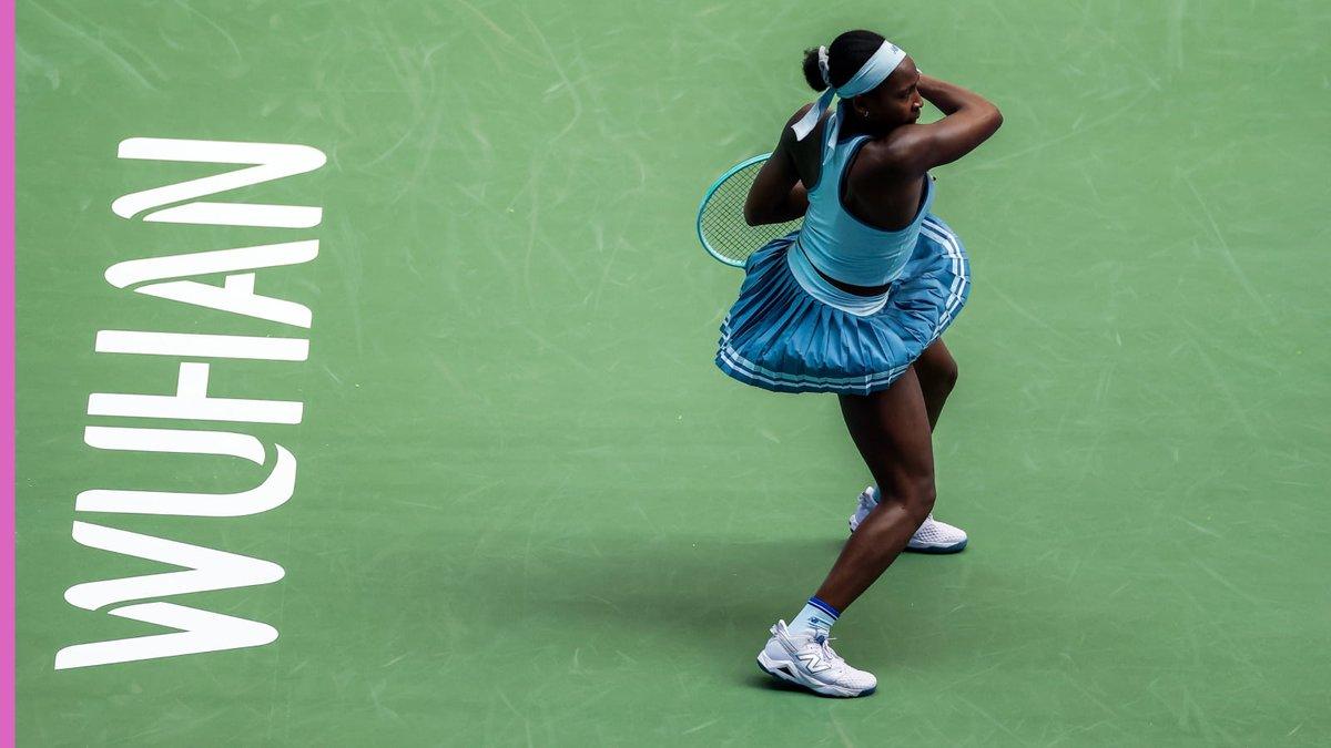 Coco Gauff in azione a Wuhan