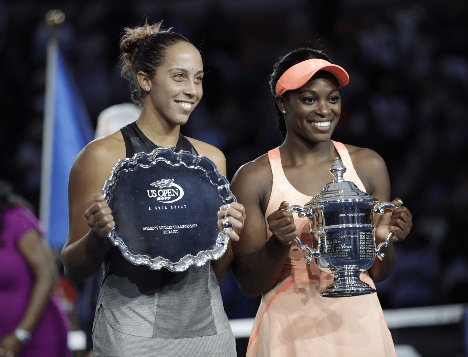 Madison Keys e Sloane Stephens durante la premiazione degli US Open 2017