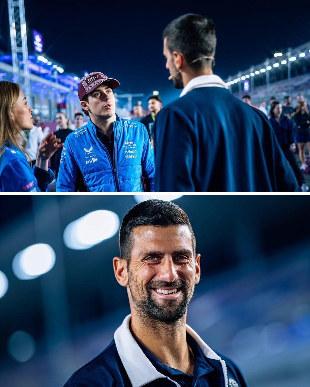 Djokovic conduce una sessione di ricaldamento in Qatar durante il weekend del GP di Formula 1 (foto profilo ufficiale X Formula 1)