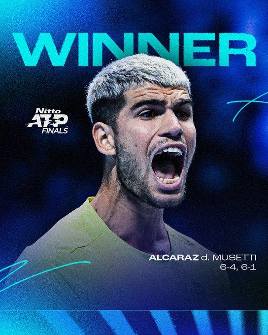 Alcaraz batte Musetti in semifinale ATP FINALS 2025
