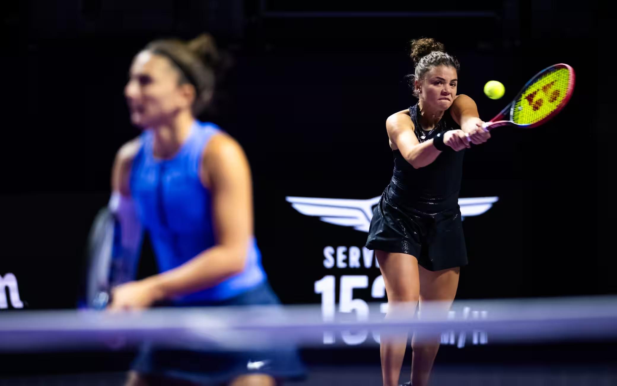 Sara Errani e Jasmine Paolini alle WTA Finals 2025 di Riad (foto presa da sky sport)