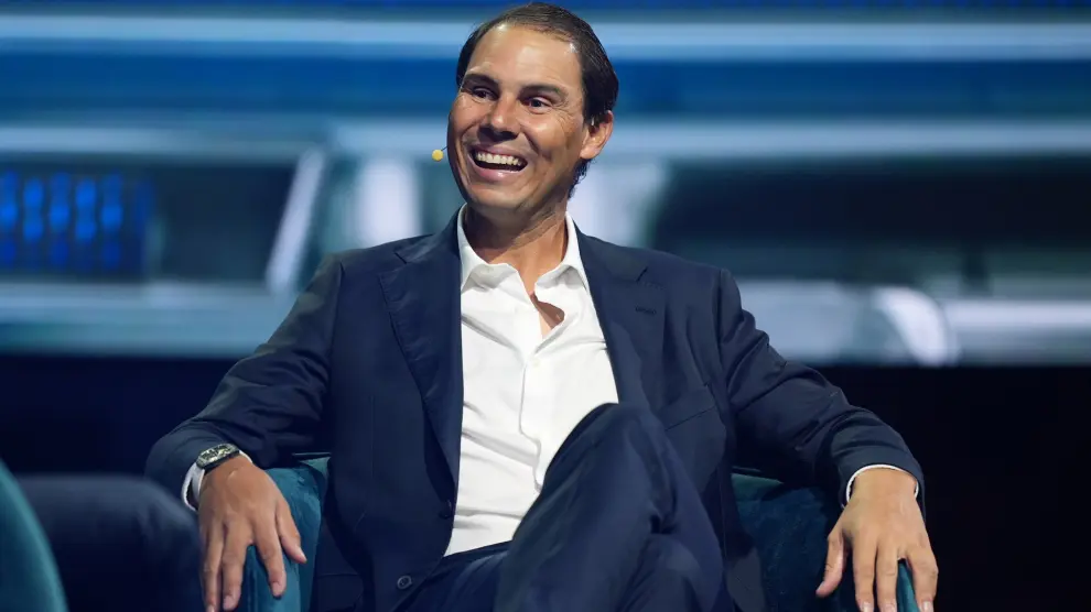 Rafa Nadal all'America Business Forum di Miami (foto presa da heraldo de Aragon)