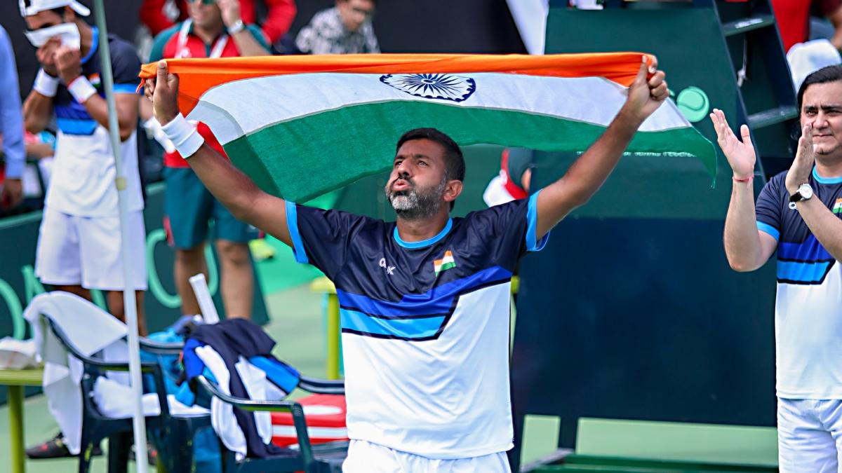 Rohan Bopanna con bandiera India