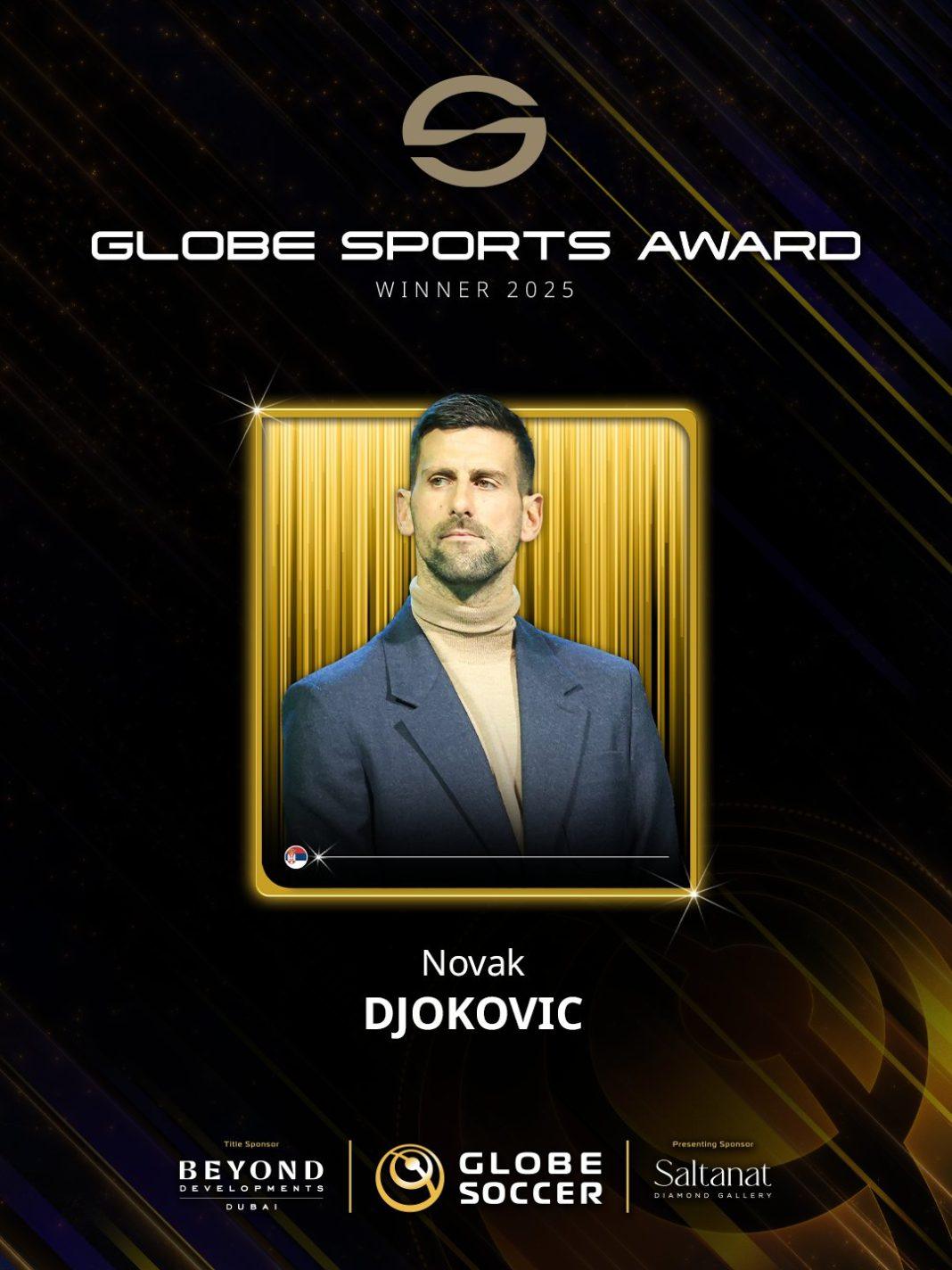 Novak Djokovic riceve il primo Globe Sports Award della storia