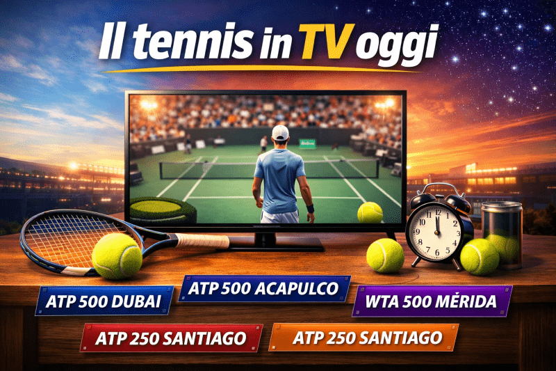 Il tennis oggi in TV sabato 28 febbraio