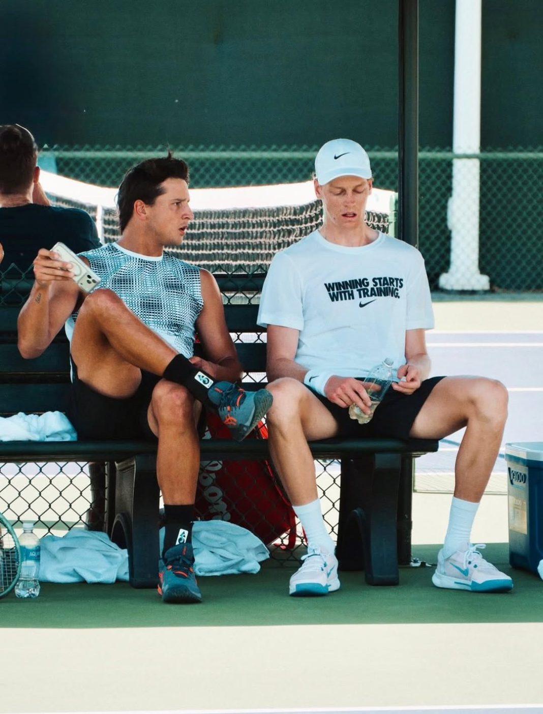 Darderi si allena con Sinner a Indian Wells (foto presa da profilo instagram Luciano Darderi)