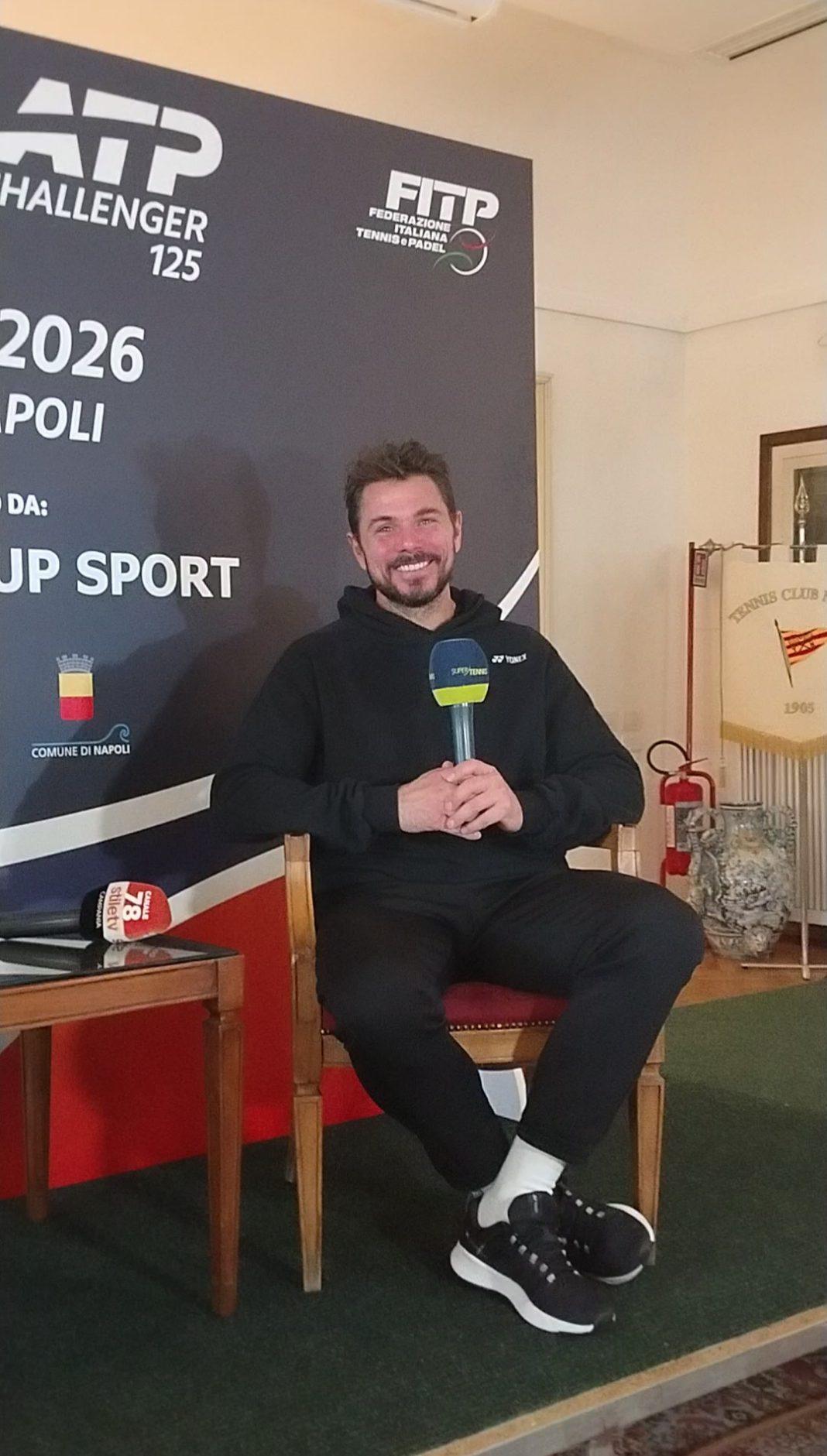 Stan Wawrinka intervistato alla Guerri Napoli Tennis Cup (foto Luca Maglio)