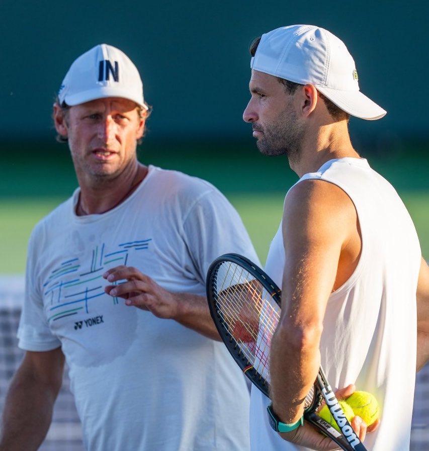 David Nalbandian e Grigor Dimitrov durante un allenamento